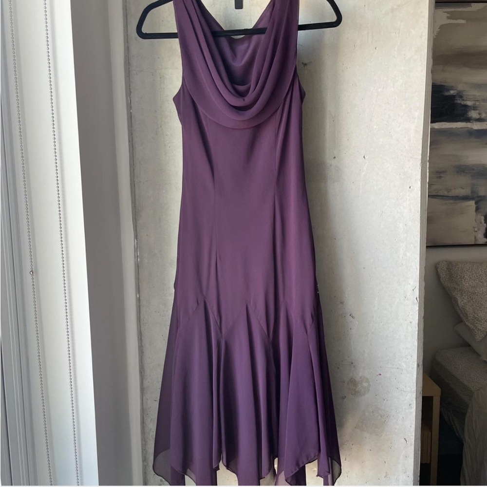 SL Fashions Women’s Vintage Midi Drape Neck A-line Embroidered Dress